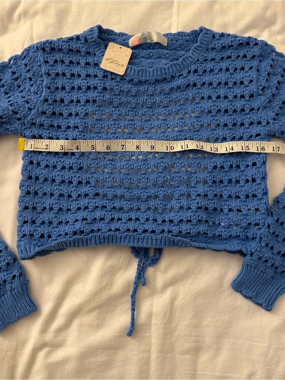 NWT Free People FP Beach Blue Crochet Open Back Crop Top